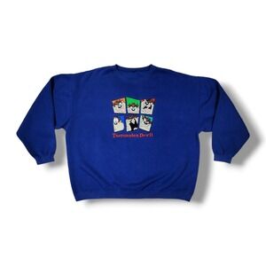 Vintage Warner Bros 1996 Looney Tunes Tasmanian Devil Blue Sweatshirt Size 3XL